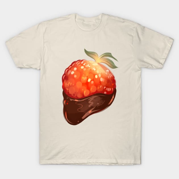 Chocolate Dipped Strawberry T-Shirt by Claire Lin